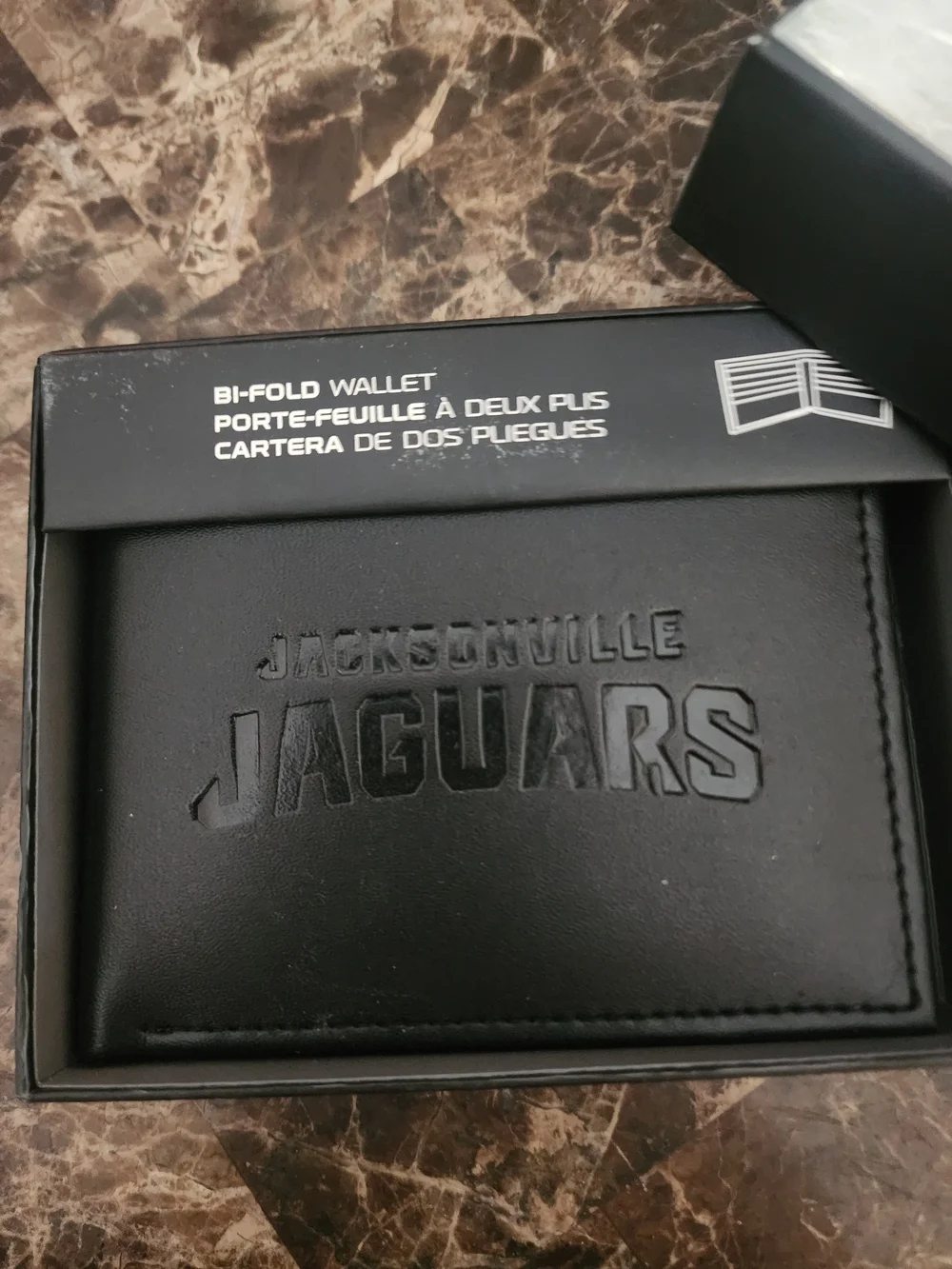 Jacksonville Jaguars Black Bi-Fold Wallet NWT Genuine Leather NFL Gift